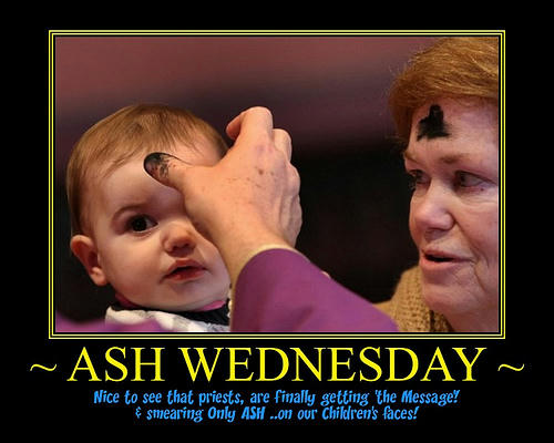 Ash Wednesday Priest smearing ash instead of his spermon little child